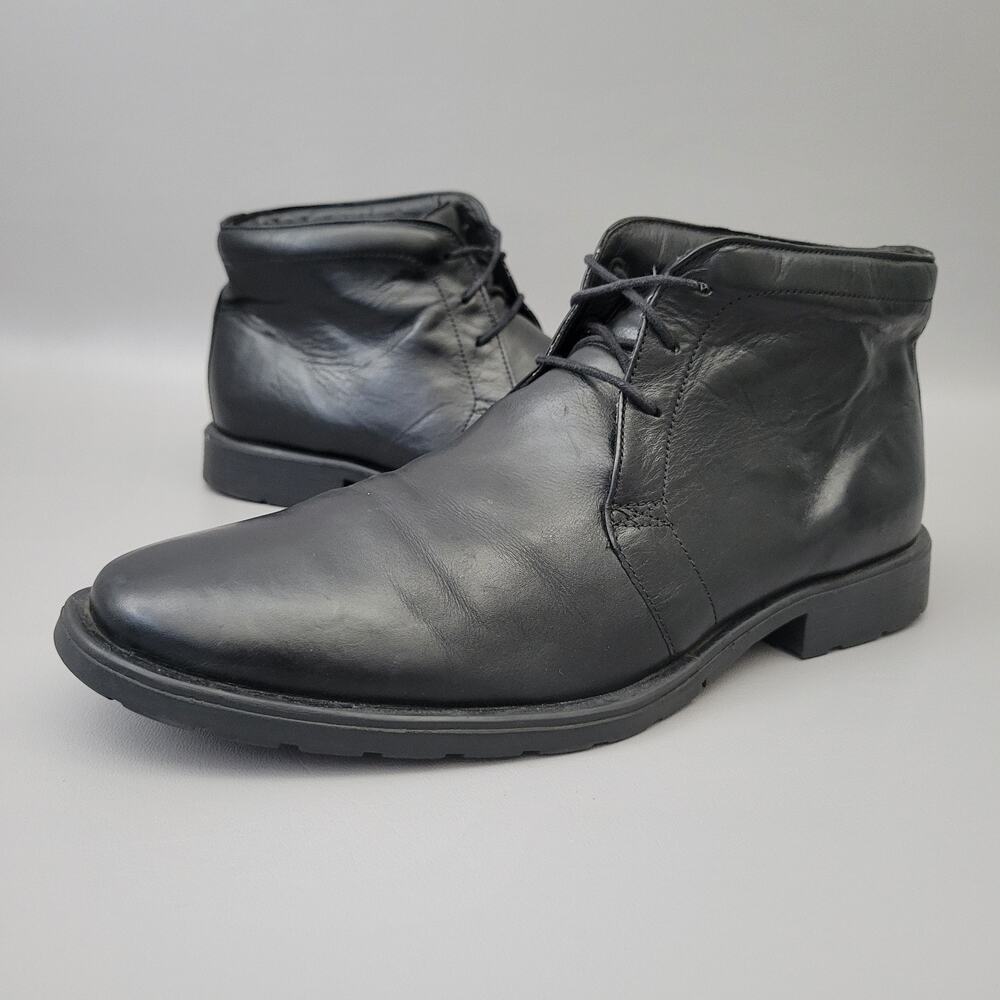 Lumiani Boots Mens 10.5 M Chukka Black Leather Lace Up Casual Ankle Boot